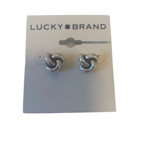 Knotted Stud Earring in Silver & Black. - Picture 5 of 6